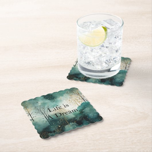 Groene goudbomen kartonnen onderzetters (Insitu)