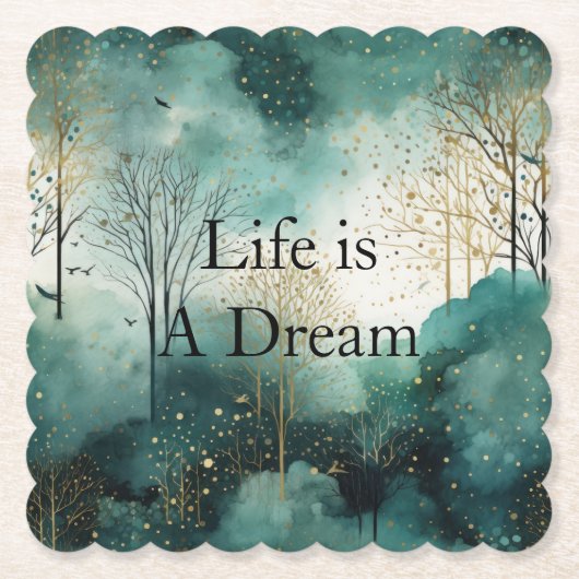 Groene goudbomen kartonnen onderzetters (Voorkant)