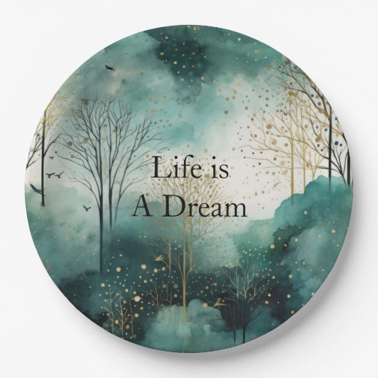 Groene goudbomen papieren bordje (Voorkant)