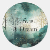 Groene goudbomen ronde sticker (Voorkant)