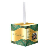 Groene & gouden aangepaste Wooden Kubusfotoversier Decoratie (Achter hoekig)
