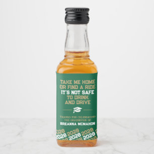 Groene & Gouden Afstudeer Niet Drinken & Rijden Mi Likeurfles Etiket