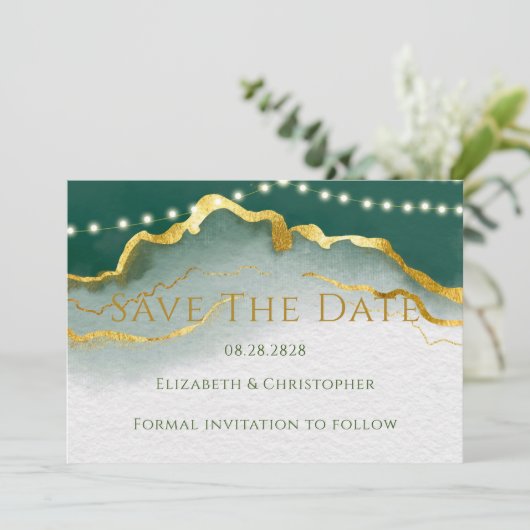 Groene Gouden Agaat en Licht sparen de Datumkaarte Kaart (Staand voorkant)