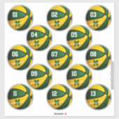 groene gouden basketbal op maat 13 spelersnamen sticker (Vel)