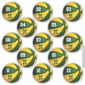 groene gouden basketbal op maat 13 spelersnamen sticker (Voorkant)