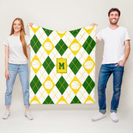 groene gouden basketbalgroep kleuren argyle fleece deken