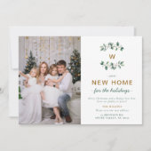 Groene Gouden Bessen Bewegende Familie Monogram 2  Feestdagenkaart (Voorkant)