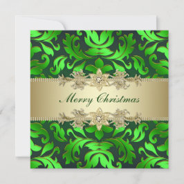 Groene Gouden Blad Bedrijfs Kerstfeest Kaart