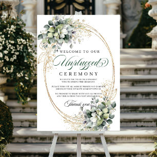 Groene Gouden Blad Unplugged Ceremonie Huwelijksbo Poster