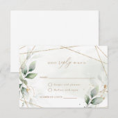 Groene Gouden Bladeren Geometrische Trouw-RSVP Kaart (Voorkant / Achterkant)