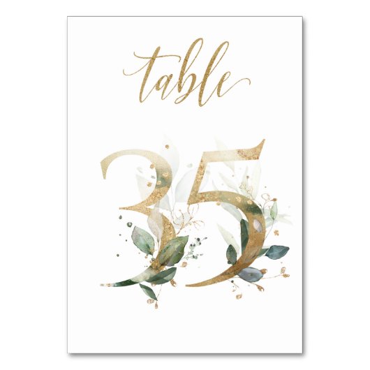 Groene Gouden Bladeren Tafel 35, Tafel Nummer Kaart (Voorkant)