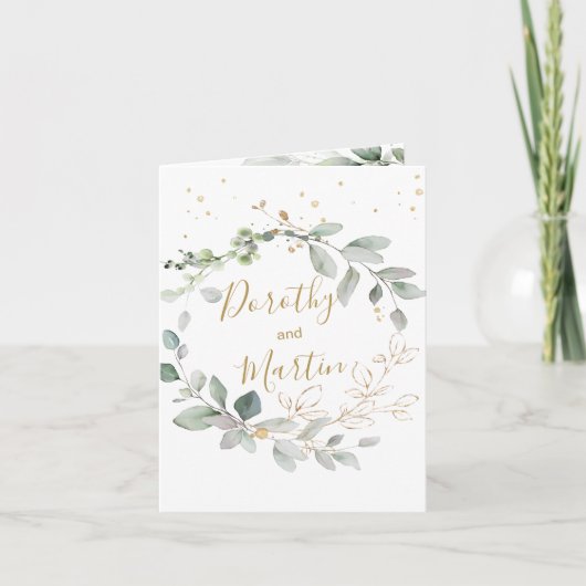 Groene & gouden bladervulling Opgevouwen Trouw Uit (Voorkant)