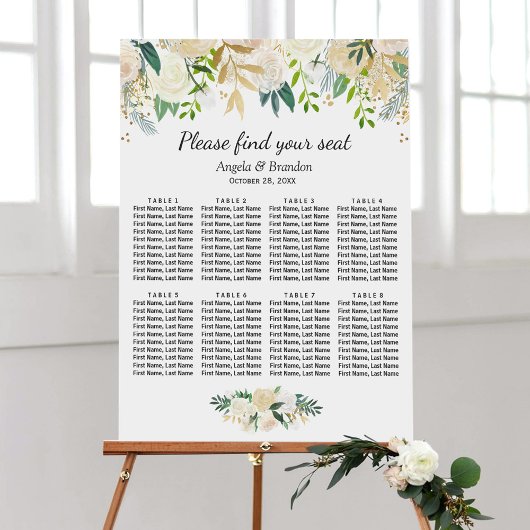 Groene gouden bloemen 8 Tables Wedding Seding Char Poster