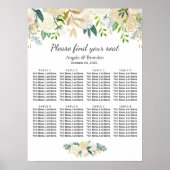 Groene gouden bloemen 8 Tables Wedding Seding Char Poster (Voorkant)