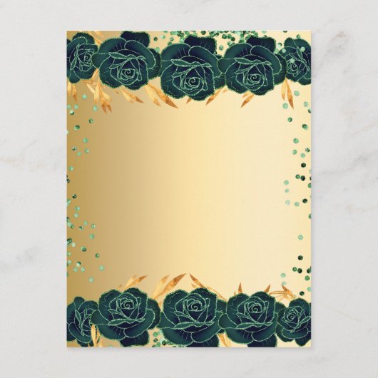 Groene gouden bloemen feestelijke briefpapierkaart save the date (Achterkant)
