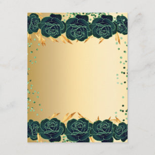 Groene gouden bloemen feestelijke briefpapierkaart save the date