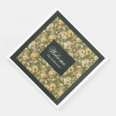 Groene Gouden Bloemige Servetten Moderne Chic Tafe (Hoek)