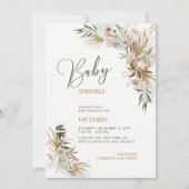 Groene & Gouden Boho Botanische Baby Sprinkle Kaart (Voorkant)