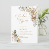 Groene & Gouden Boho Botanische Bruidsdouche Kaart (Staand voorkant)