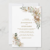 Groene & Gouden Boho Botanische Trouwfeest Kaart (Voorkant)