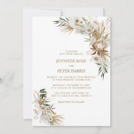 Groene & Gouden Boho Botanische Trouwfeest Kaart