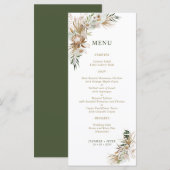 Groene & Gouden Boho Botanische Trouwmenu's Menu (Voorkant / Achterkant)