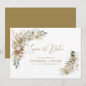 Groene & Gouden Boho Trouwkaart 'Save The Date' Save The Date (Voorkant / Achterkant)