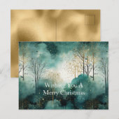 Groene Gouden Bomen Kerst Briefkaart (Voorkant / Achterkant)