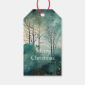 Groene Gouden Bomen Kerst Cadeaulabel (Voorkant)