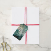 Groene Gouden Bomen Kerst Cadeaulabel (Met Touw)