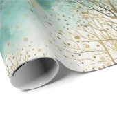 Groene Gouden Bomen Kerst Cadeaupapier (Rol Hoek)