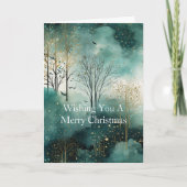 Groene Gouden Bomen Kerst Kaart (Voorkant)