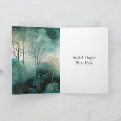 Groene Gouden Bomen Kerst Kaart (Binnen)