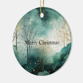 Groene Gouden Bomen Kerst Keramisch Ornament (Links)