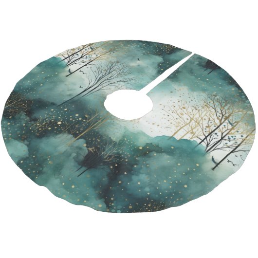 Groene Gouden Bomen Kerst Kerstboom Rok (Gekanteld)