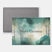 Groene Gouden Bomen Kerst Magneet (Voorkant / Achterkant)