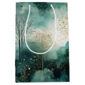 Groene Gouden Bomen Kerst Medium Cadeauzakje (Voorkant)