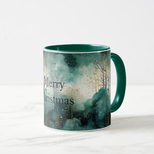 Groene Gouden Bomen Kerst Mok (Voorkant rechts)