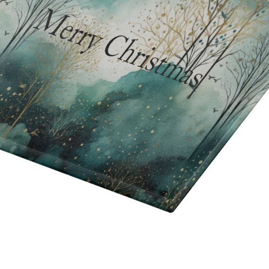 Groene Gouden Bomen Kerst Snijplank (Hoek)