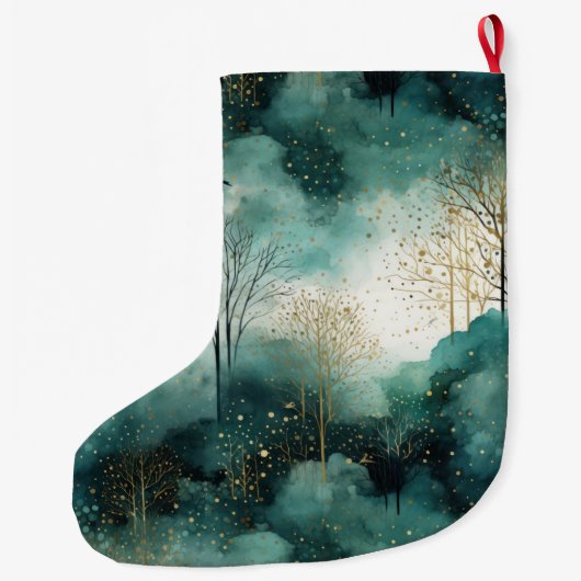 Groene Gouden Bomen Kerstnaam Grote Kerstsok (Achterkant)