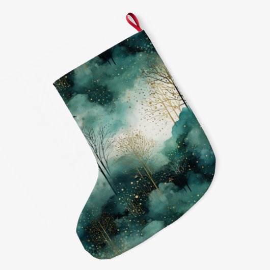 Groene Gouden Bomen Kerstnaam Grote Kerstsok (Achterkant (Hangend))