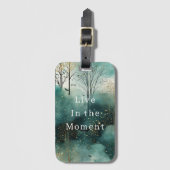 Groene Gouden Bomen met Vogels Kerst Bagagelabel (Voorkant (verticaal))