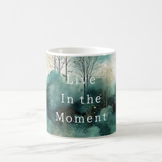 Groene Gouden Bomen met Vogels Kerst Koffiemok (Center)