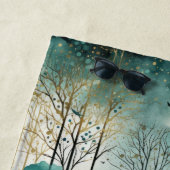 Groene Gouden Bomen met Vogels Kerst Strandlaken (In situ)