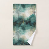 Groene Gouden Bomen met Vogels Kerstmis Bad Handdoek (Handdoek)