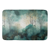 Groene Gouden Bomen Met Vogels Kerstmis Badmat (Voorkant)