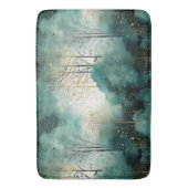 Groene Gouden Bomen Met Vogels Kerstmis Badmat (Voorkant Verticaal)