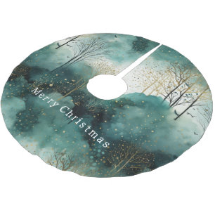 Groene Gouden Bomen Met Vogels Kerstmis Kerstboom Rok