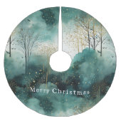 Groene Gouden Bomen Met Vogels Kerstmis Kerstboom Rok (Voorkant)