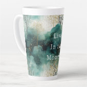 Groene Gouden Bomen Met Vogels Kerstmis Latte Mok (Linkerhoek)